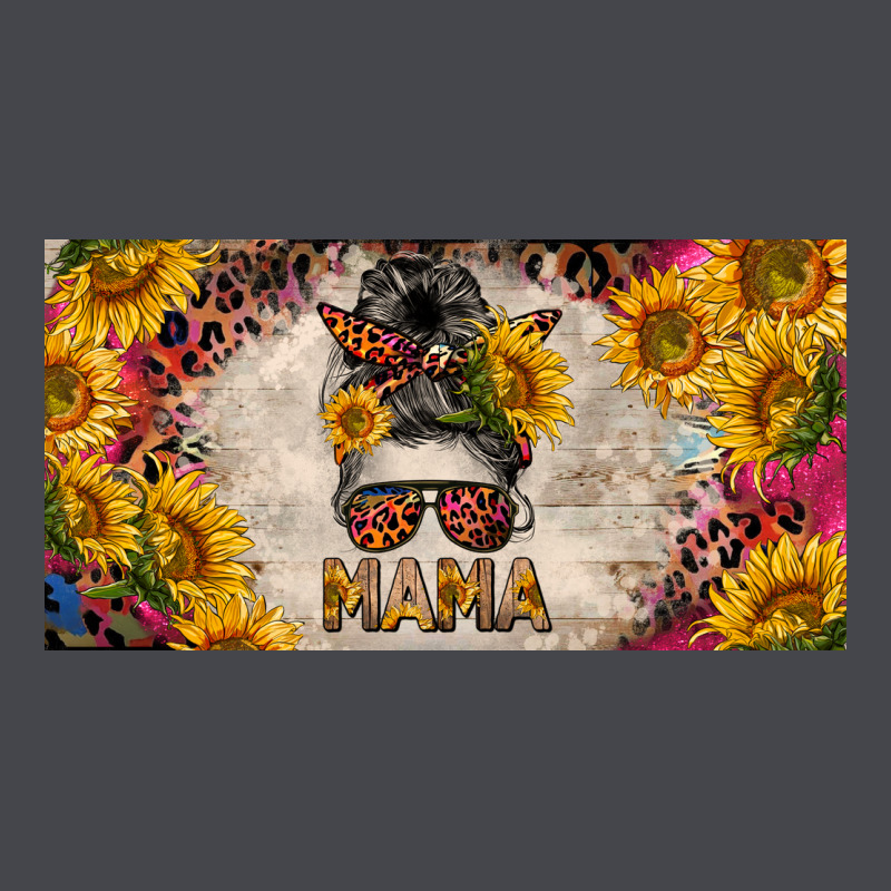 Mess Bun Mama With Sunflowers And Colorful Leopard License Plate Long Sleeve Tee by BarkalooDesign | Teevron