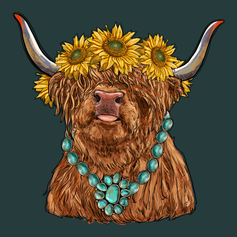Highland Cow With Sunflower And Gemstone Premium Hoodie by RanaPortraitStore | Teevron