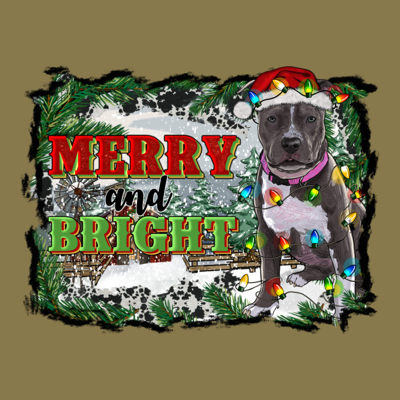 Merry And Bright Pitbull With Farm Premium Hoodie by RanaPortraitStore | Teevron