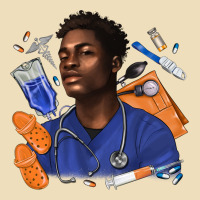 Afro Man Nurse Premium Hoodie | Teevron