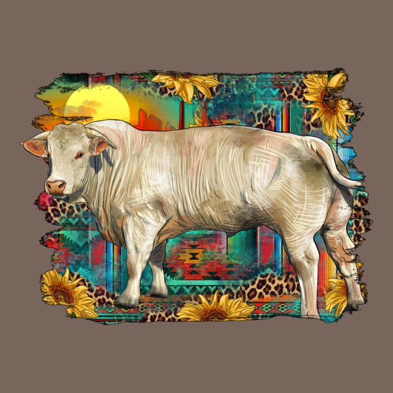 Western Charolais Bull And Aztec Sunflower Background Premium Hoodie by RanaPortraitStore | Teevron