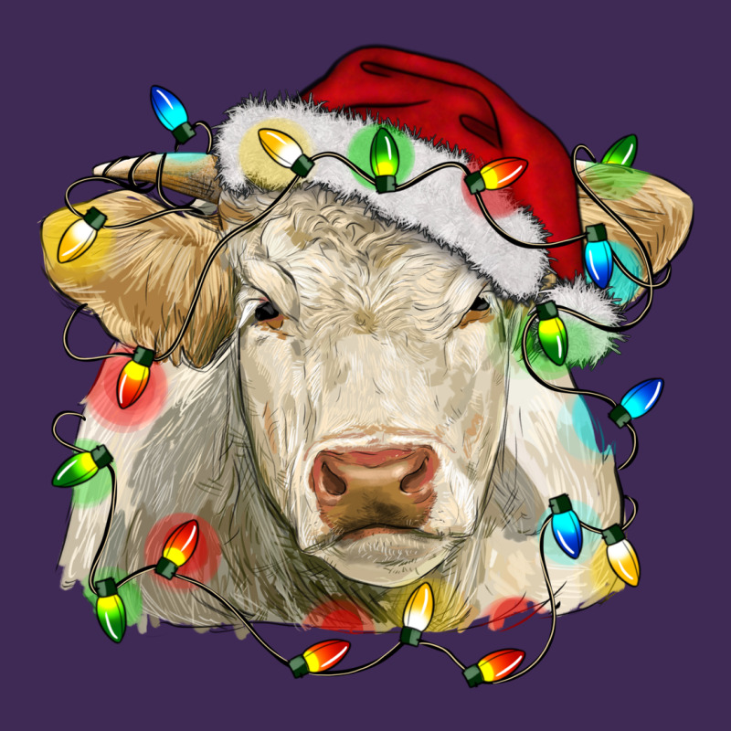 Charolais Cattle Cow With Christmas Lights And Hat Premium Hoodie by RanaPortraitStore | Teevron