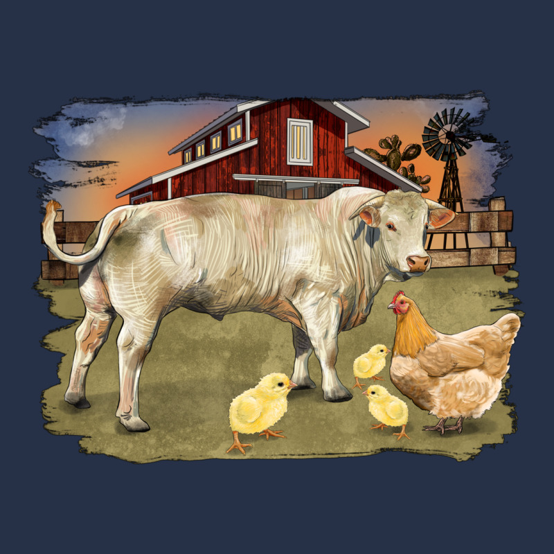 Charolaris Bull And Chicken In Barnyard Premium Hoodie by RanaPortraitStore | Teevron
