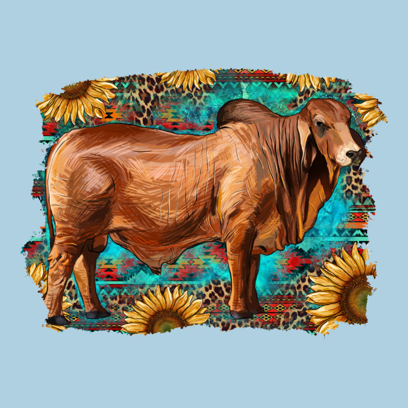 Brahman Bull With Aztec Sunflower And Leopard Background Premium Hoodie by RanaPortraitStore | Teevron
