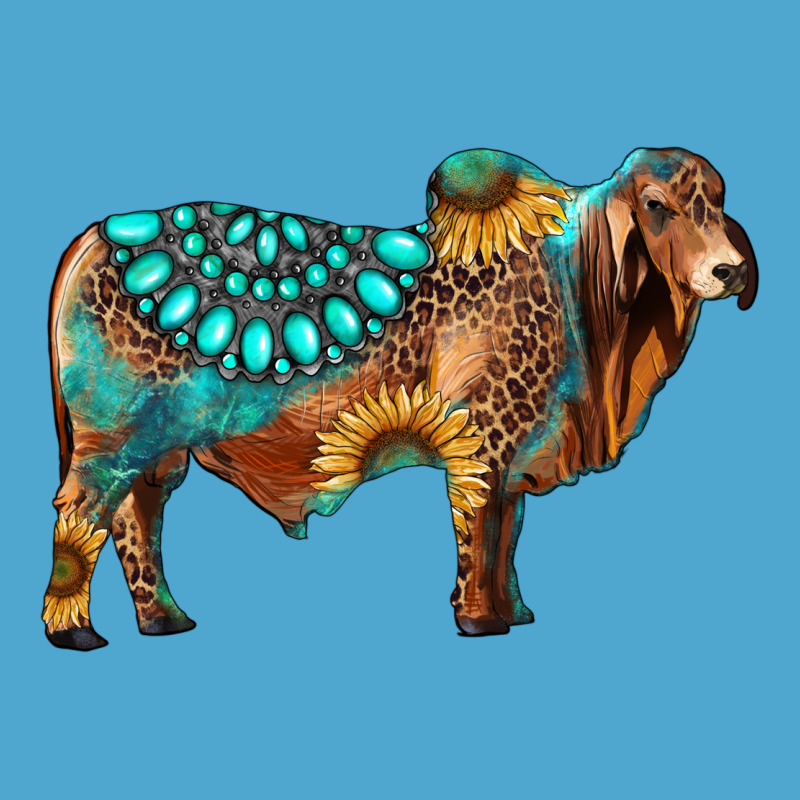 Brahman Bull Gemstone Turquoise And Sunflower Premium Hoodie by RanaPortraitStore | Teevron