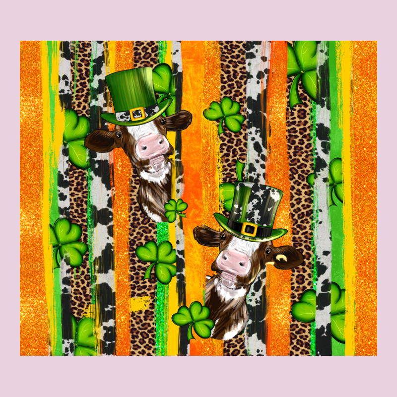 St Patricks Cow And Shamrock With Cowhide Ladies Tee by Artiststas | Teevron