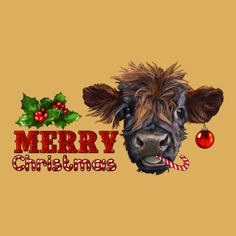 Merry Christmas Highland Calf With Candy Cane Premium Hoodie by RanaPortraitStore | Teevron