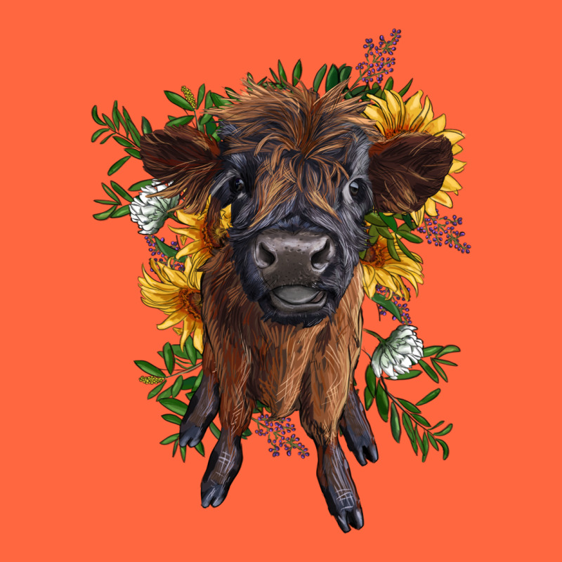 Highland Cow With Sunflower Premium Hoodie by RanaPortraitStore | Teevron