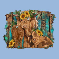 Highland Cow Family Cattle And Calf With Sunflower And Turquoise Backg Premium Hoodie | Teevron