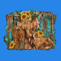 Highland Cow Family Cattle And Calf With Sunflower And Turquoise Backg Premium Hoodie | Teevron
