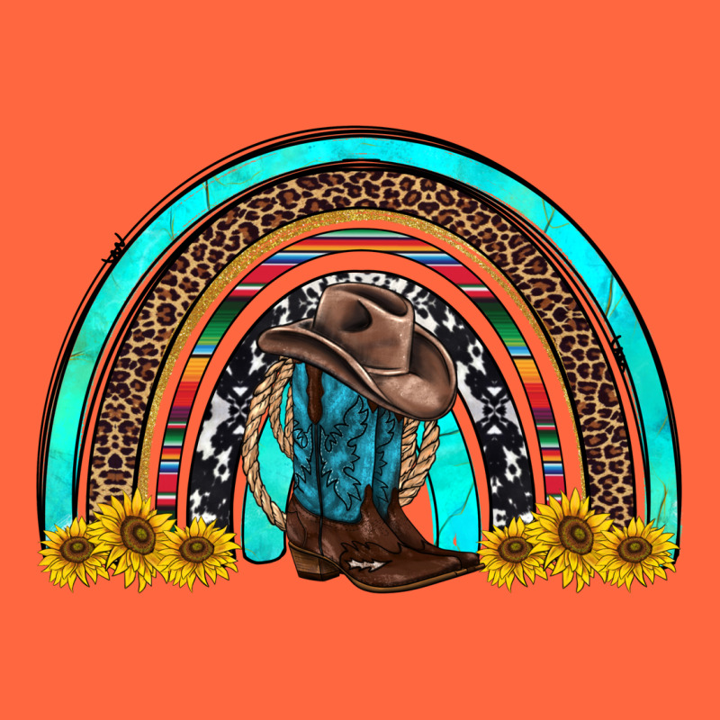 Western Cowboy Boots Sunflowers Rainbow Premium Hoodie by RanaPortraitStore | Teevron