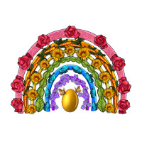 easter and spring with flowers carrots butterfly and sunflower rainbow | Teevron