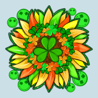 Sunflower With St Patricks Smiley Face And Shamrock With Glitter Ladies Tee | Teevron
