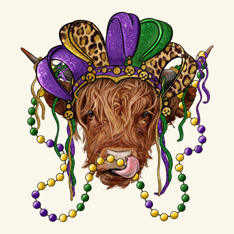 Highland Cow With Mardi Gras Hat Premium Hoodie by RanaPortraitStore | Teevron