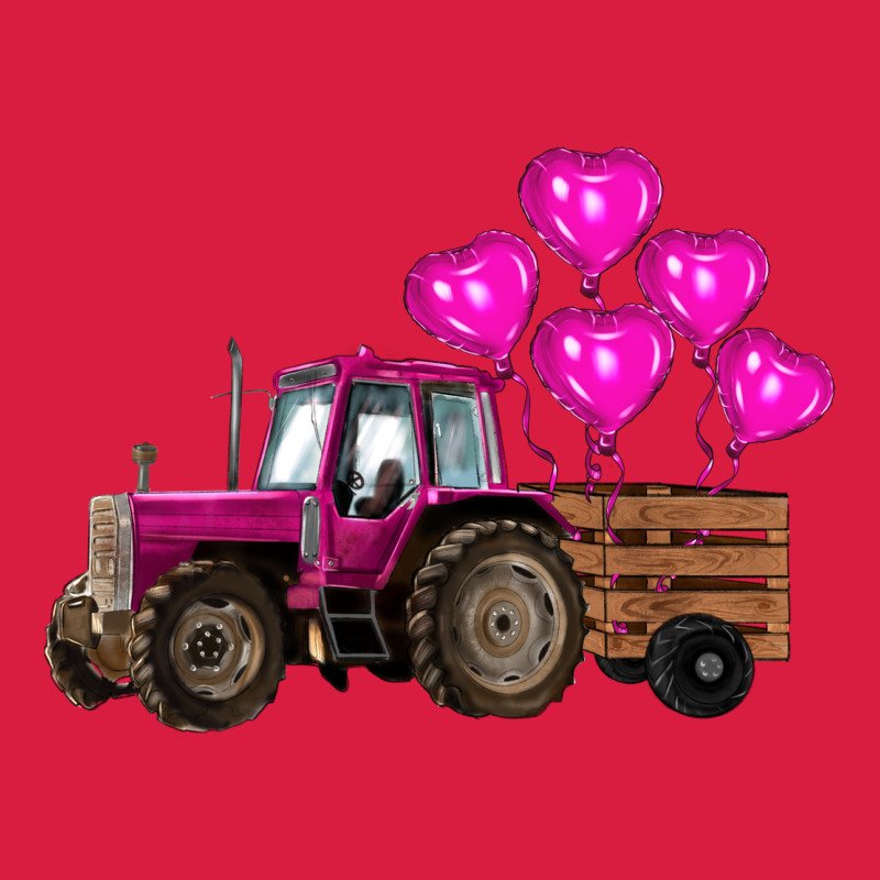 Valentine's Day Pink Tractor With Pin Heart Balloons Premium Hoodie by RanaPortraitStore | Teevron