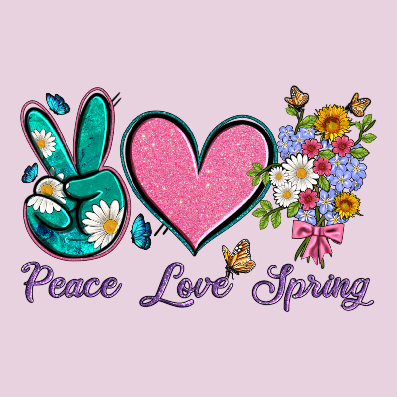 Peace Love Springwith Flowers And Butterfly Ladies Tee by Artiststas | Teevron