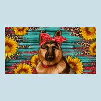 German Shepherd With Sunflowers License Plate Ladies Tee | Teevron