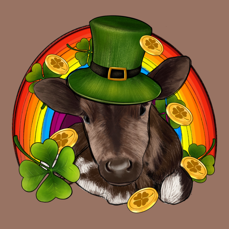 St Patricks Day Baby Cow Shamrock Rainbow Gold Premium Hoodie by RanaPortraitStore | Teevron