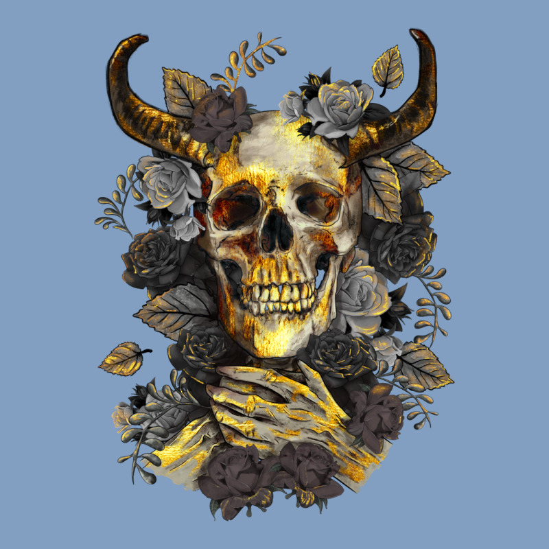 Bull Human Skull With Gold Roses Urban Hoodie by RanaPortraitStore | Teevron