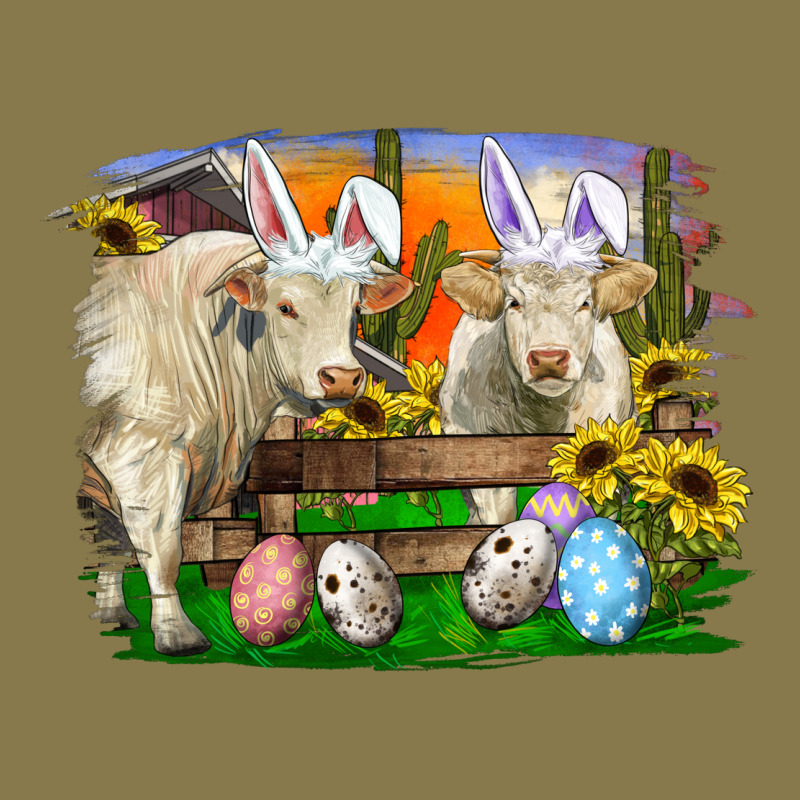 Easter Farm Cows Bunny Ears And Eggs Premium Hoodie by RanaPortraitStore | Teevron