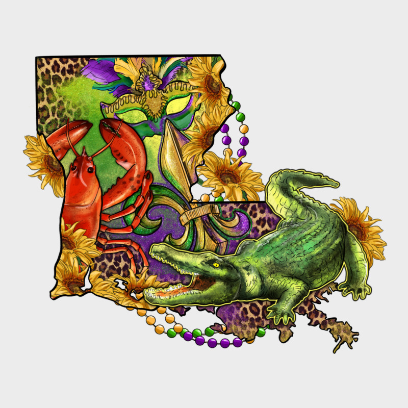 Louisiana Map With Mardi Gras Crocodile Urban Hoodie by RanaPortraitStore | Teevron