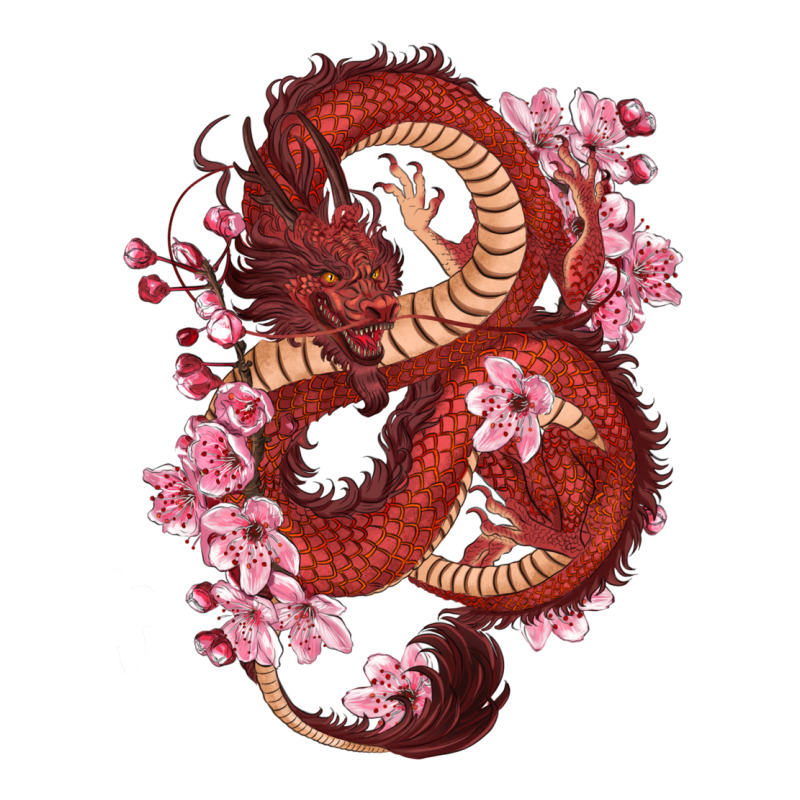 Red Dragon And Sakura Cherry Blossoms Premium Hoodie by RanaPortraitStore | Teevron