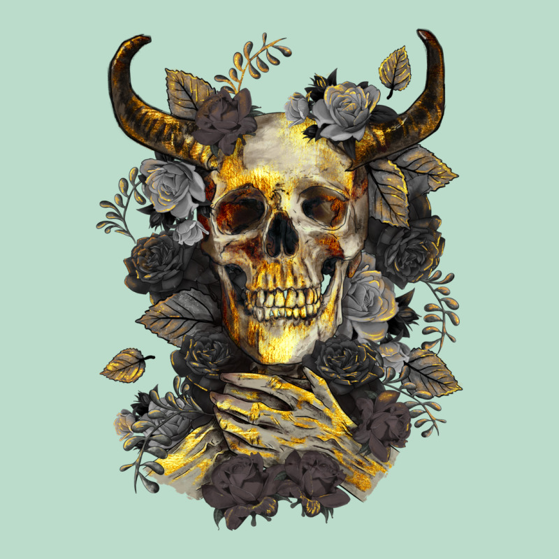 Bull Human Skull With Gold Roses Premium Hoodie by RanaPortraitStore | Teevron