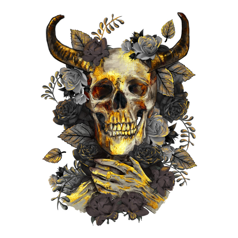 Bull Human Skull With Gold Roses Premium Hoodie by RanaPortraitStore | Teevron