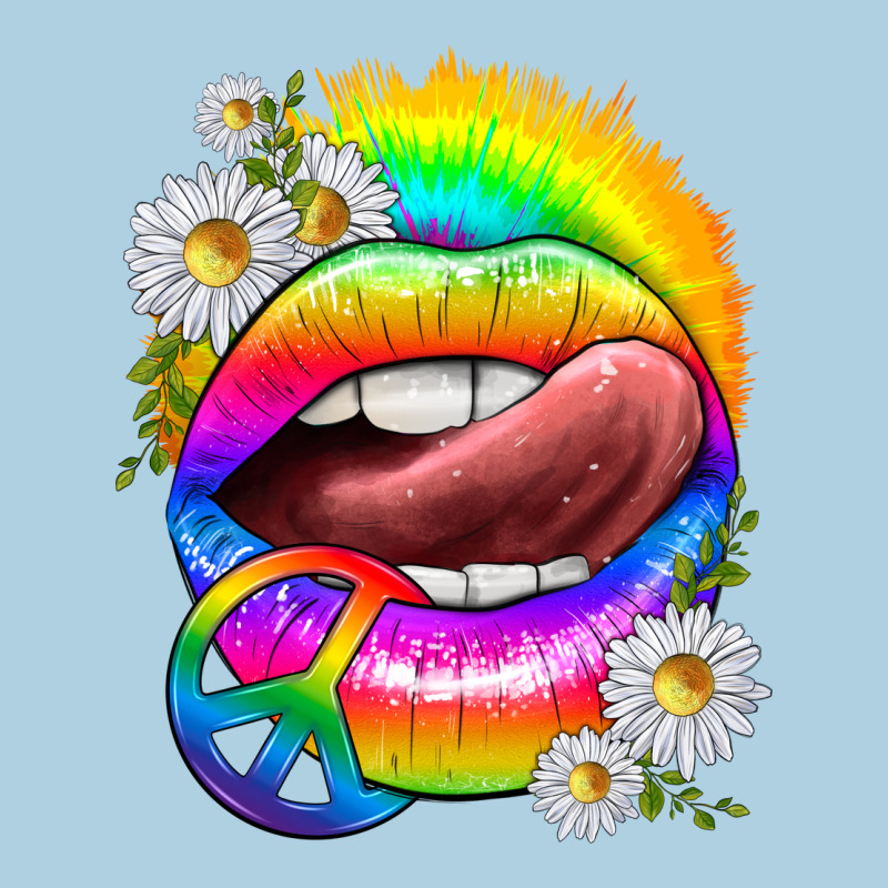 Rainbow Lips With Daisies Premium Hoodie by texasbilliewilder | Teevron