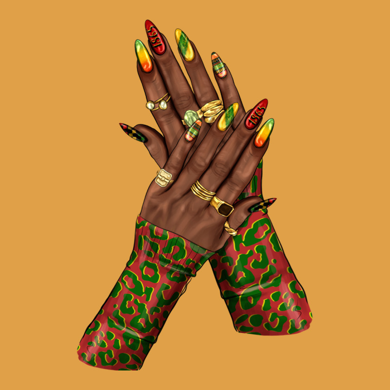 Juneteenth Nail Art With Afro Hand Premium Hoodie by texasbilliewilder | Teevron