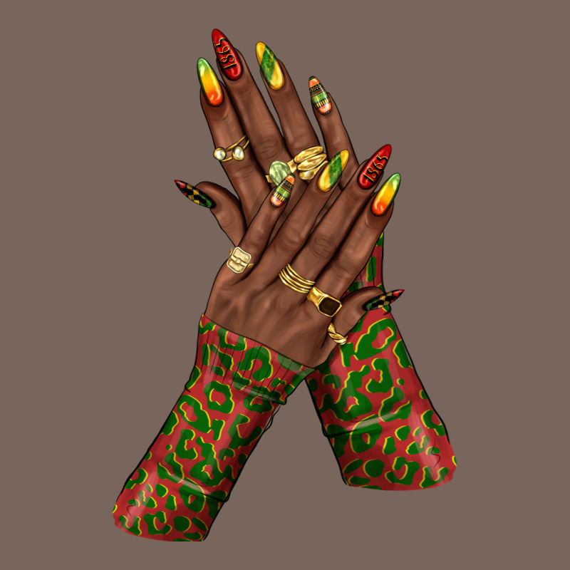 Juneteenth Nail Art With Afro Hand Premium Hoodie by texasbilliewilder | Teevron