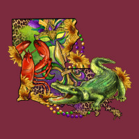 Louisiana Map With Mardi Gras Crocodile Premium Hoodie | Teevron