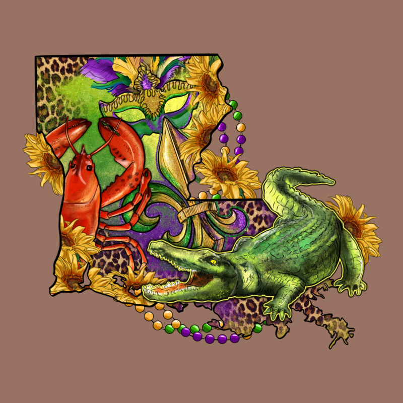 Louisiana Map With Mardi Gras Crocodile Premium Hoodie by RanaPortraitStore | Teevron