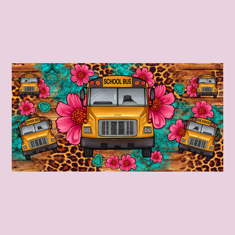 School Bus Leopard Gemstone License Plate Ladies Tee by Artiststas | Teevron