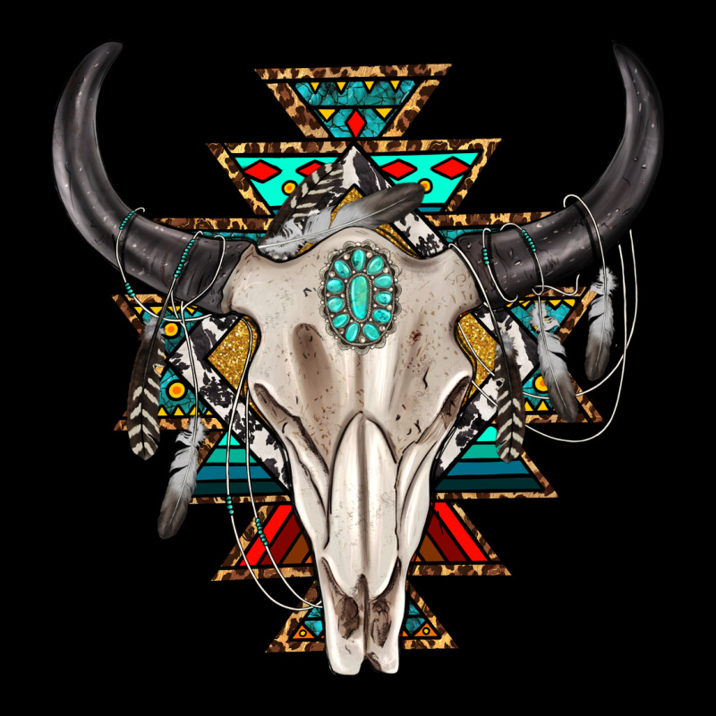 Western Aztec Bull Skull With Gemstone Urban Hoodie by texasbilliewilder | Teevron