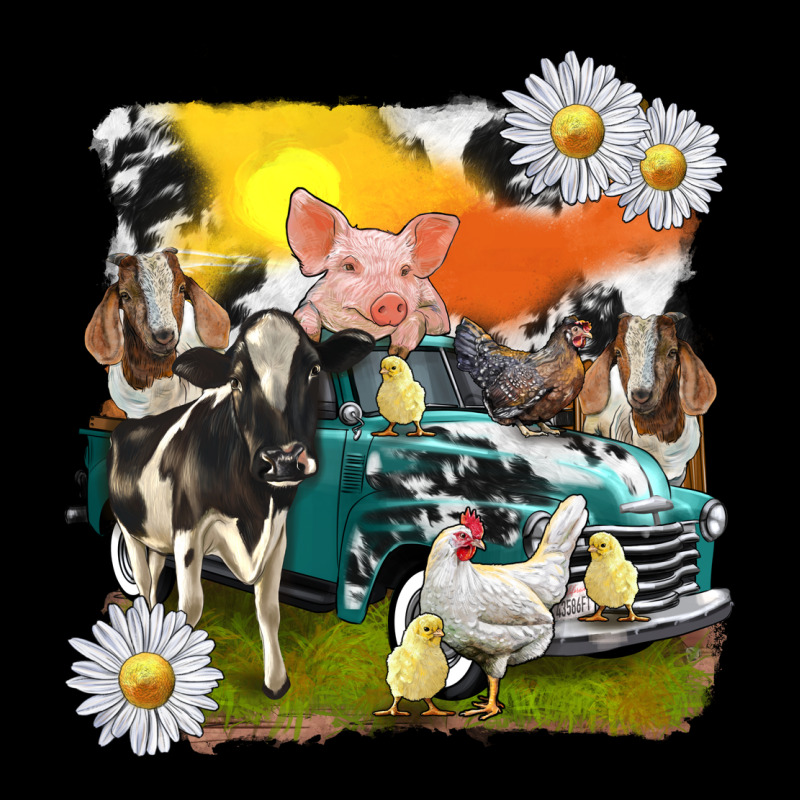 Cowhide Farm Truck With Farm Animals Urban Hoodie by texasbilliewilder | Teevron