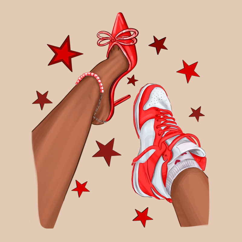 Bright Red Afro Girl Sneakers And Heels Urban Hoodie by texasbilliewilder | Teevron