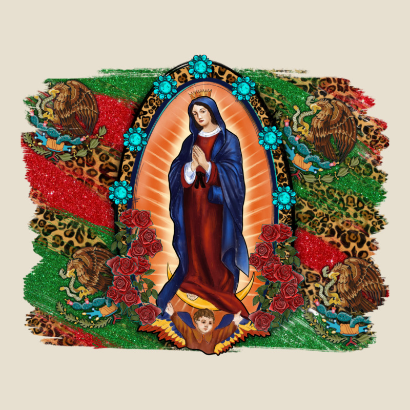 Mexican Flag Lady Of Guadalupe Distressed Backgrou Urban Hoodie by RanaPortraitStore | Teevron