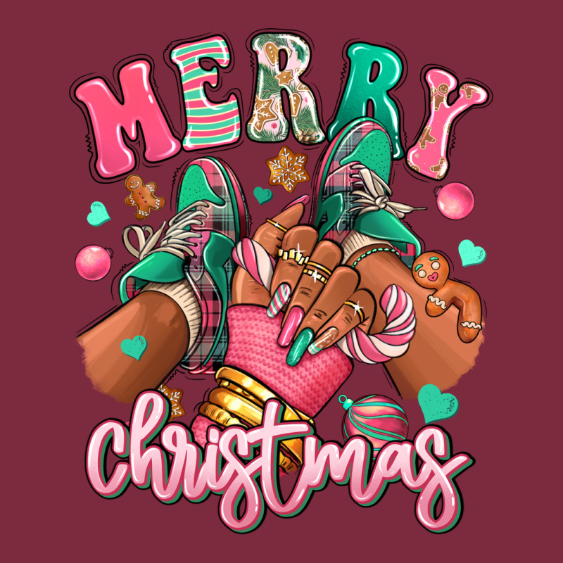 Pink Merry Christmas Black Girl Sneakers Premium Hoodie by RanaPortraitStore | Teevron