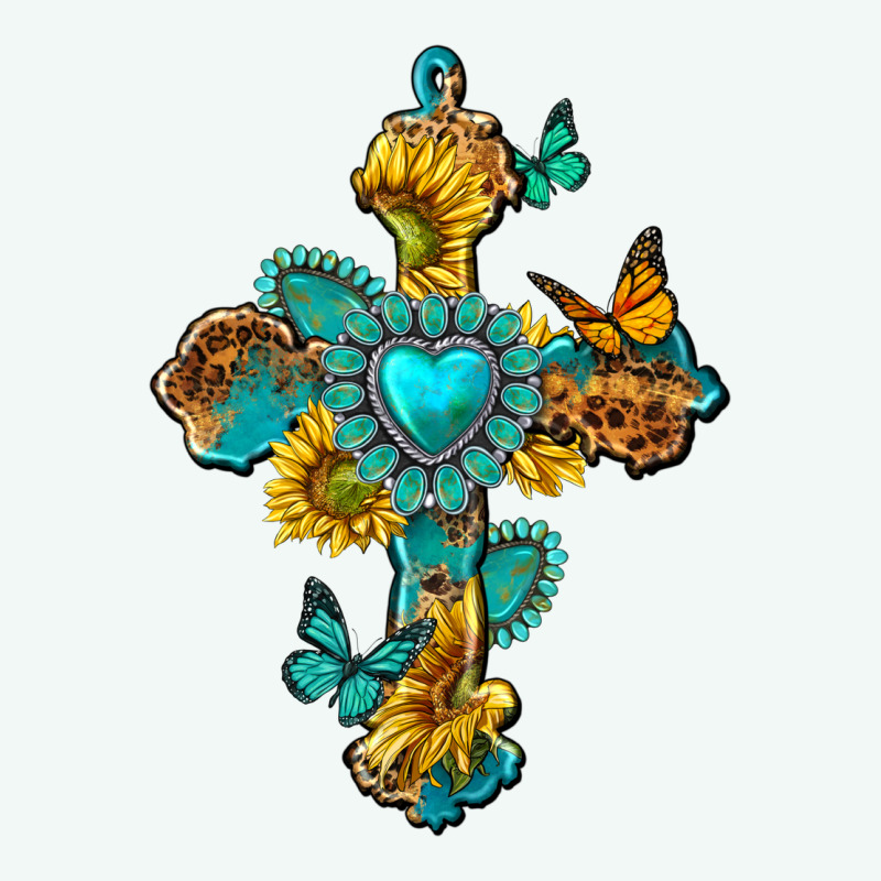 Western Cross With Gemstone And Sunflowers Premium Hoodie by texasbilliewilder | Teevron