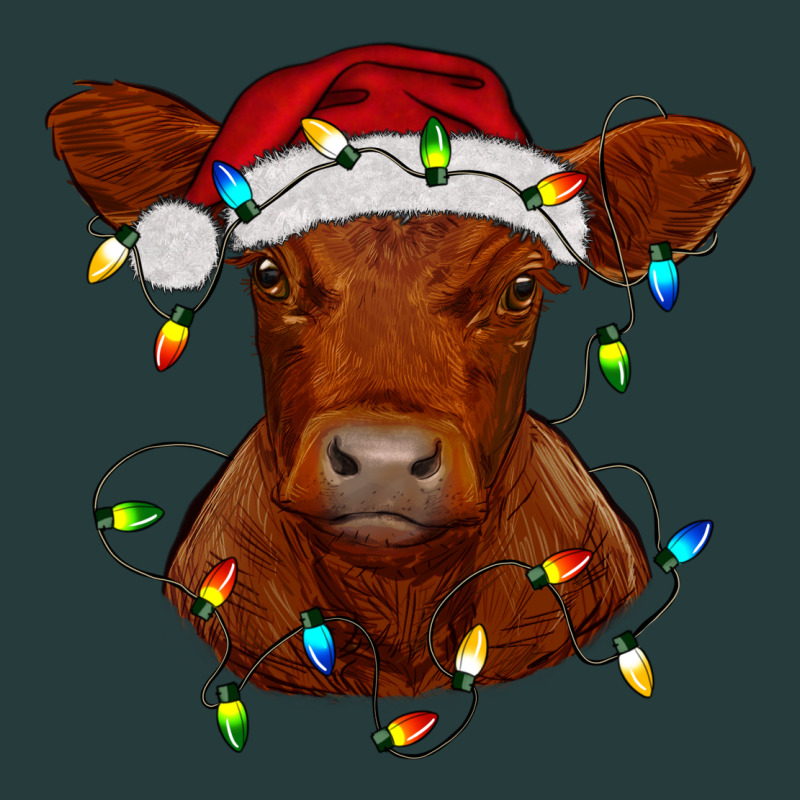 Christmas Baby Red Angus Calf With Lights Premium Hoodie by RanaPortraitStore | Teevron