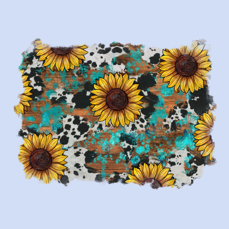 Western Sunflowers Turquoise Cowhide Background Urban Hoodie by RanaPortraitStore | Teevron
