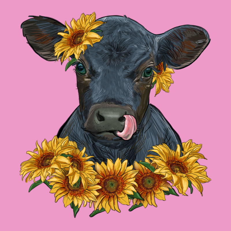 Black Angus Calf With Sunflowers Urban Hoodie by RanaPortraitStore | Teevron