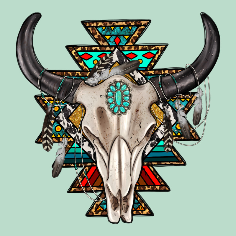 Western Aztec Bull Skull With Gemstone Premium Hoodie by texasbilliewilder | Teevron