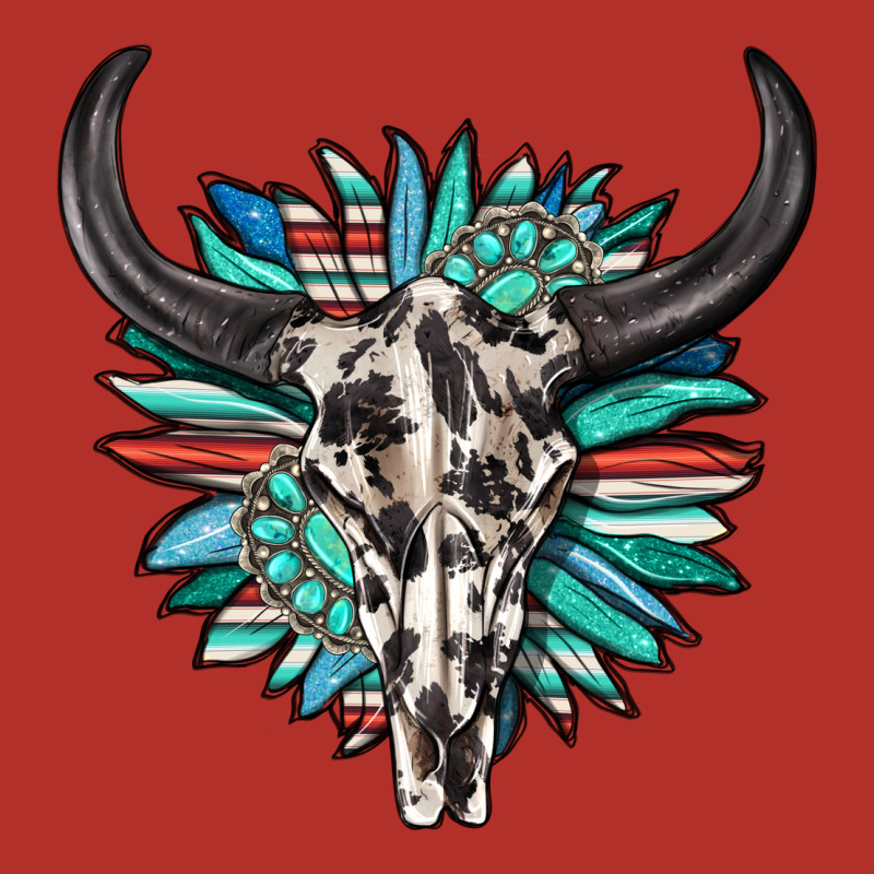 Western Bull Skull With Sunflower And Gemstone Premium Hoodie by texasbilliewilder | Teevron