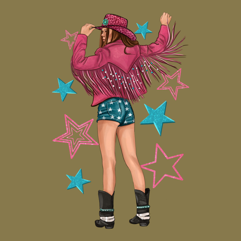 Western Pink With Stars And Cowgirl Premium Hoodie by texasbilliewilder | Teevron