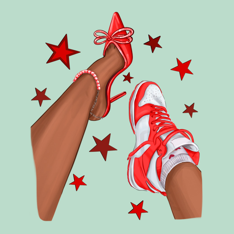 Bright Red Afro Girl Sneakers And Heels Premium Hoodie by texasbilliewilder | Teevron