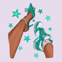 Teal Afro Girl Sneakers And Heels Premium Hoodie | Teevron