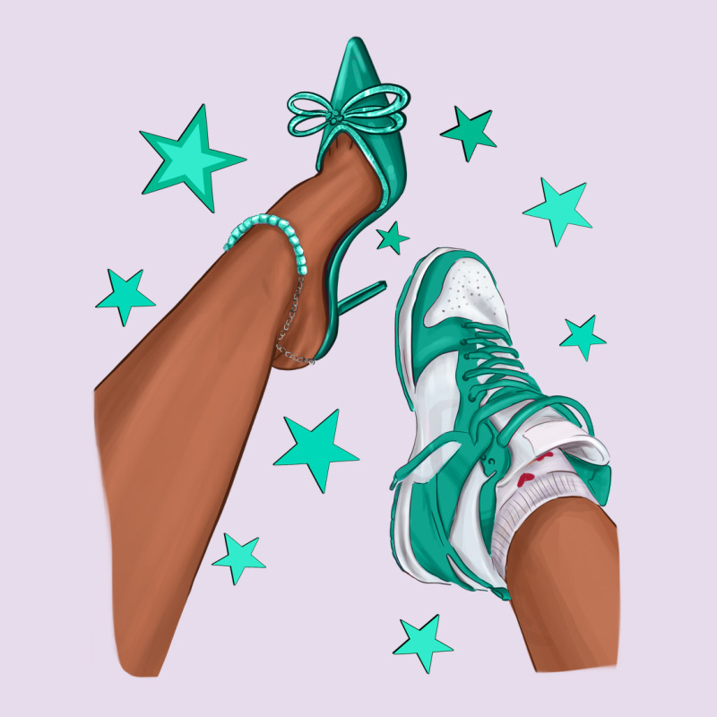 Teal Afro Girl Sneakers And Heels Premium Hoodie by texasbilliewilder | Teevron