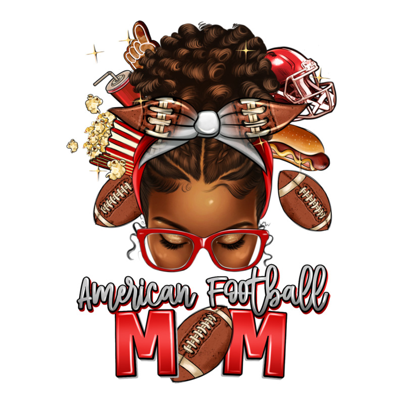 American Football Mom Red And Silver Afro Messy Bu Premium Hoodie by texasbilliewilder | Teevron